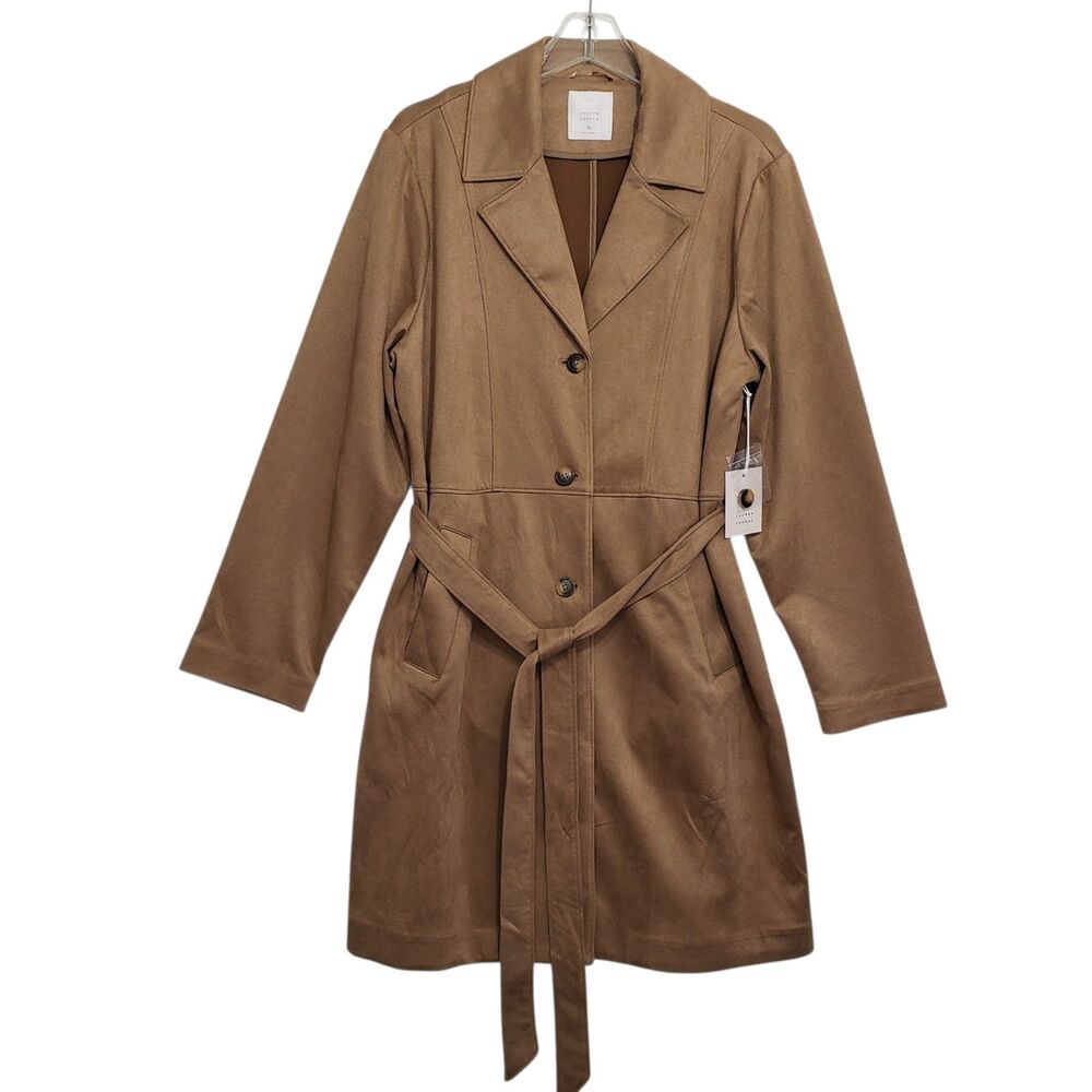 NEW Lauren Conrad Women's Faux Suede XL Belted Trench Coat